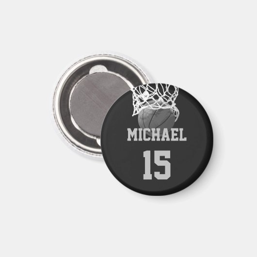 Basketball Ihr Name Magnet (Vorderseite/Rückseite)