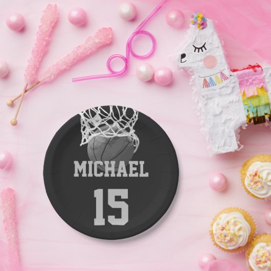 Basketball Ihr Name Pappteller (Party)