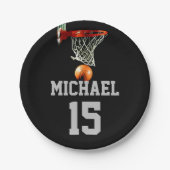 Basketball Ihr Name Pappteller (Vorderseite)