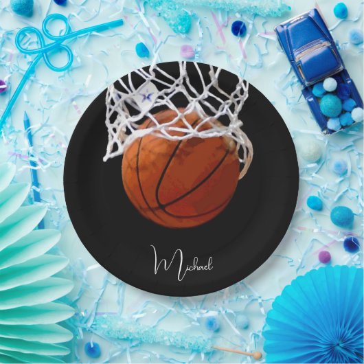 Basketball Ihr Name Pappteller (Party)