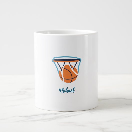 Basketball Ihr Name Persönlich Jumbo-Tasse (Vorderseite)
