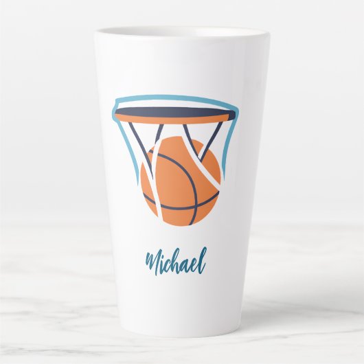 Basketball Ihr Name Persönlich Milchtasse (Vorderseite)