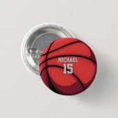 Basketball Ihr Name Pop Kunst Button (Vorne & Hinten)