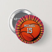 Basketball Ihr Name Pop Kunst Button (Vorne & Hinten)