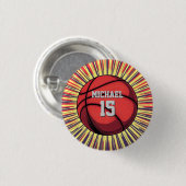 Basketball Ihr Name Pop Kunst Button (Vorne & Hinten)