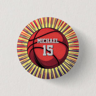 Basketball Ihr Name Pop Kunst Button