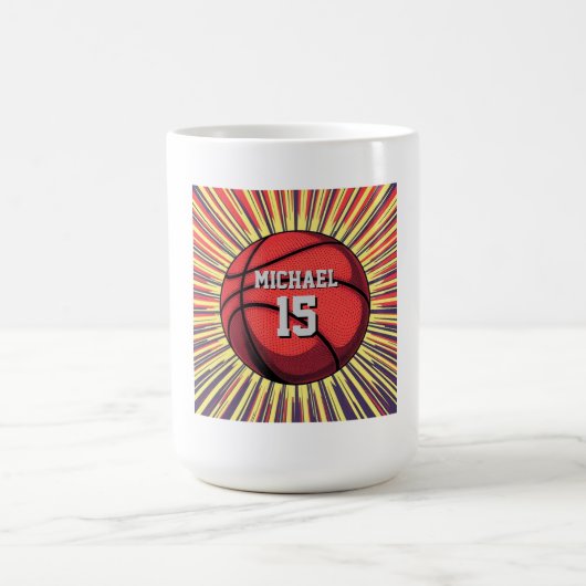 Basketball Ihr Name Pop Kunst Kaffeetasse (Mittel)