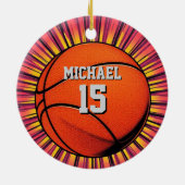 Basketball Ihr Name Pop Kunst Keramik Ornament (Hinten)