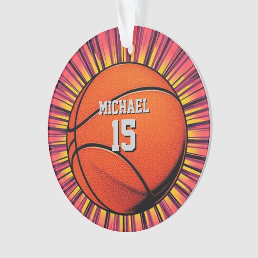 Basketball Ihr Name Pop Kunst Ornament (Vorderseite)