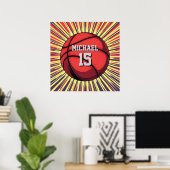 Basketball Ihr Name Pop Kunst Poster (Heimbüro)