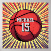 Basketball Ihr Name Pop Kunst Poster (Vorne)