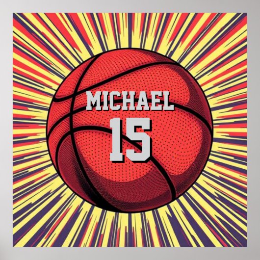 Basketball Ihr Name Pop Kunst Poster (Vorne)