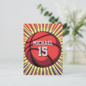 Basketball Ihr Name Pop Kunst Postkarte (Stehend Vorderseite)