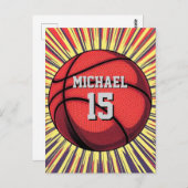 Basketball Ihr Name Pop Kunst Postkarte (Vorne/Hinten)