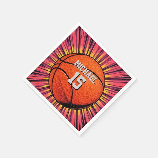 Basketball Ihr Name Pop Kunst Serviette (Ecke)