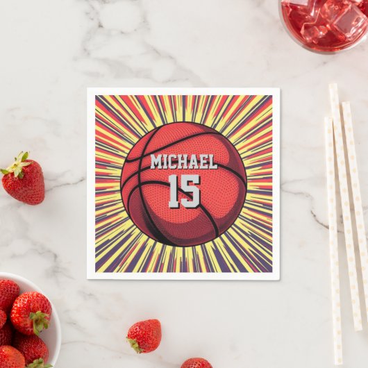 Basketball Ihr Name Pop Kunst Serviette (Beispiel)