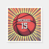 Basketball Ihr Name Pop Kunst Serviette (Vorderseite)