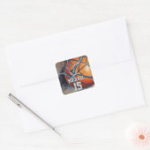 Basketball Ihr Name Quadratischer Aufkleber (Umschlag)