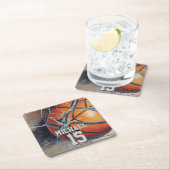 Basketball Ihr Name Rechteckiger Pappuntersetzer (Vor Ort)