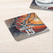 Basketball Ihr Name Rechteckiger Pappuntersetzer (angewinkelt)