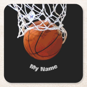 Basketball Ihr Name Rechteckiger Pappuntersetzer