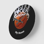 Basketball Ihr Name Runde Wanduhr (Winkel)