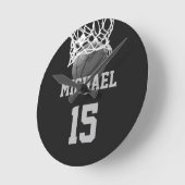 Basketball Ihr Name Runde Wanduhr (Winkel)