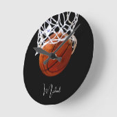 Basketball Ihr Name Runde Wanduhr (Winkel)