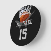 Basketball Ihr Name Runde Wanduhr (Winkel)