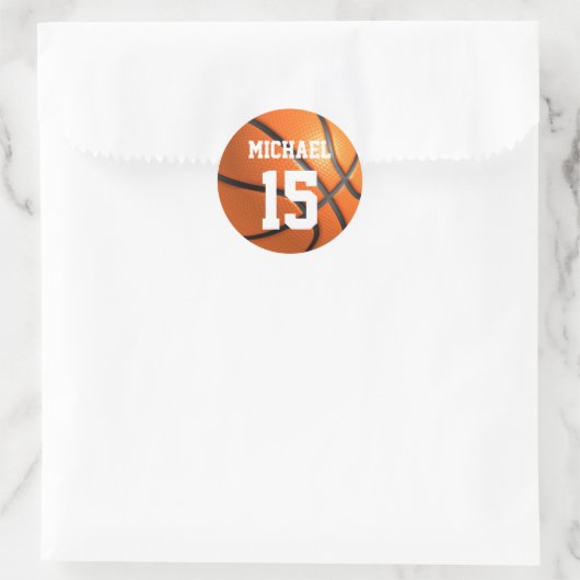 Basketball Ihr Name Runder Aufkleber (Tasche)