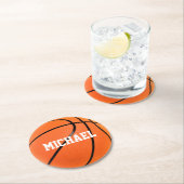 Basketball Ihr Name Runder Pappuntersetzer (Vor Ort)