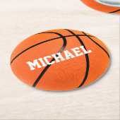 Basketball Ihr Name Runder Pappuntersetzer (Angewinkelt)