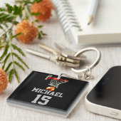 Basketball Ihr Name Schlüsselanhänger (Vorderseite rechts)