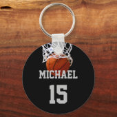 Basketball Ihr Name Schlüsselanhänger (Rückseite)