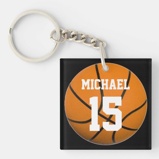 Basketball Ihr Name Schlüsselanhänger (Vorderseite)