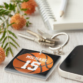 Basketball Ihr Name Schlüsselanhänger (Vorderseite rechts)