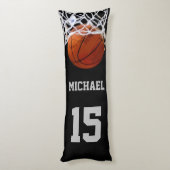 Basketball Ihr Name Seitenschläferkissen (Rückseite (Vertikal))