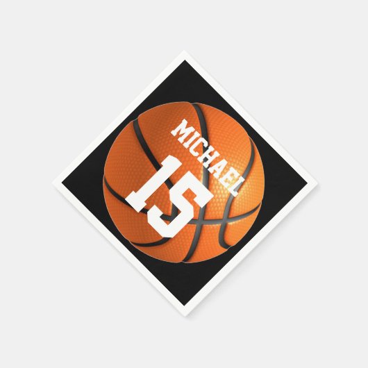 Basketball Ihr Name Serviette (Ecke)
