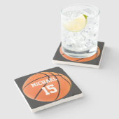 Basketball Ihr Name Steinuntersetzer (Seitenansicht)