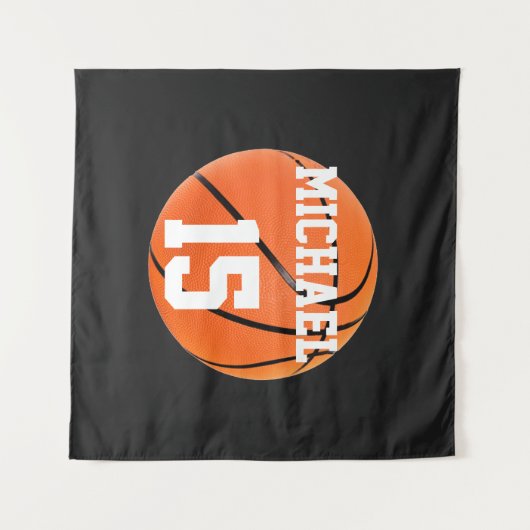 Basketball Ihr Name Wandteppich (Vorderseite (Horizontal))