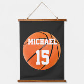 Basketball Ihr Name Wandteppich Mit Holzrahmen (Vorderseite)
