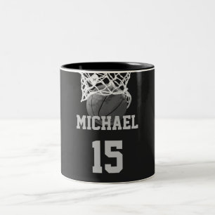 Basketball Ihr Name Zweifarbige Tasse