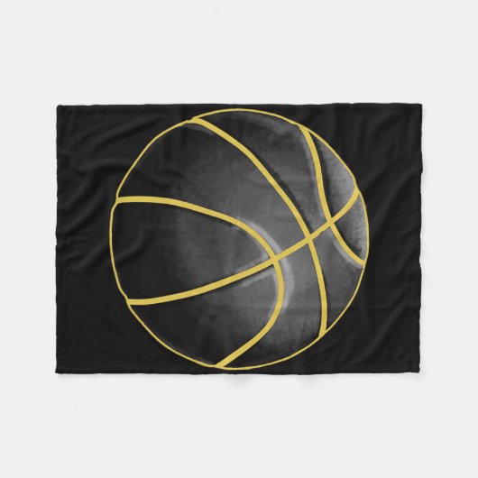 Basketball Illustration Black Gold Ball Design Str Fleecedecke (Vorderseite (Horizontal))