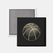 Basketball Illustration Black Gold Ball Design Str Magnet (Vorderseite/Rückseite)