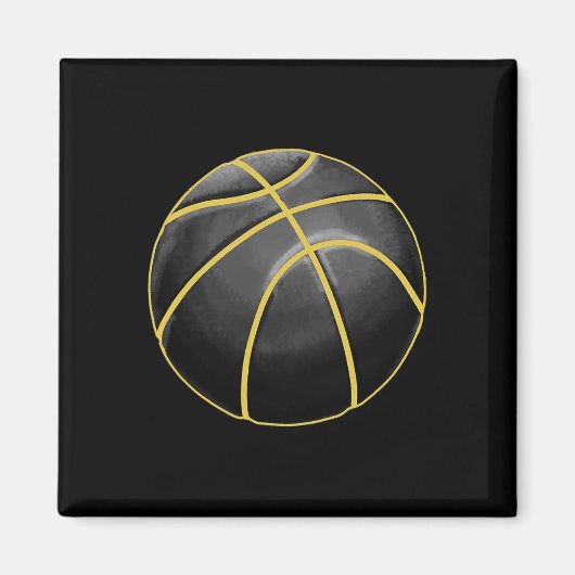 Basketball Illustration Black Gold Ball Design Str Magnet (Vorne)