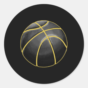 Basketball Illustration Black Gold Ball Design Str Runder Aufkleber