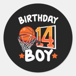 Basketball Im 14-jährigen 14. Geburtstag Junge Dek Runder Aufkleber