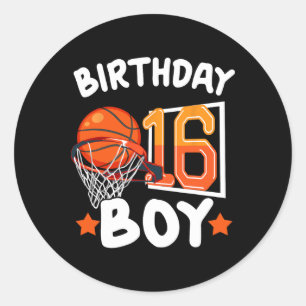 Basketball Im 16-jährigen 16. Geburtstag Junge Dek Runder Aufkleber