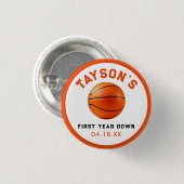 Basketball im ersten Jahr ab 1. Geburtstag Button (Vorne & Hinten)