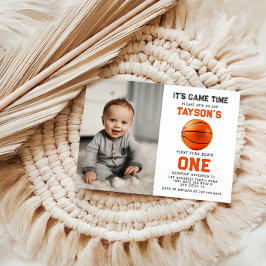 Basketball im ersten Jahr ab 1. Geburtstag Foto Einladung